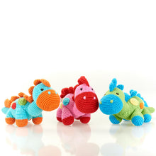 Load image into Gallery viewer, Crochet Stegosaurus Rattle Soft Toy