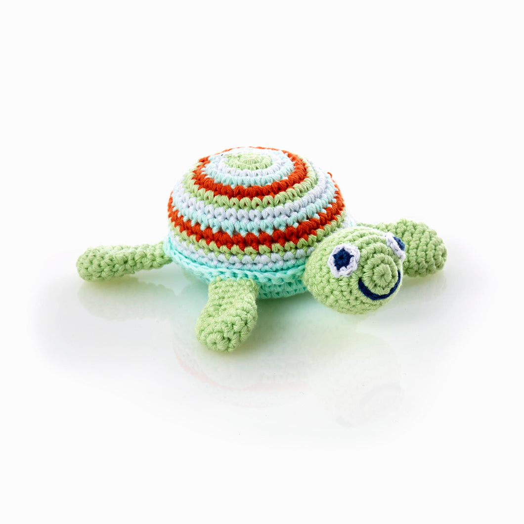 Crochet Turtle Baby Rattle Soft Toy