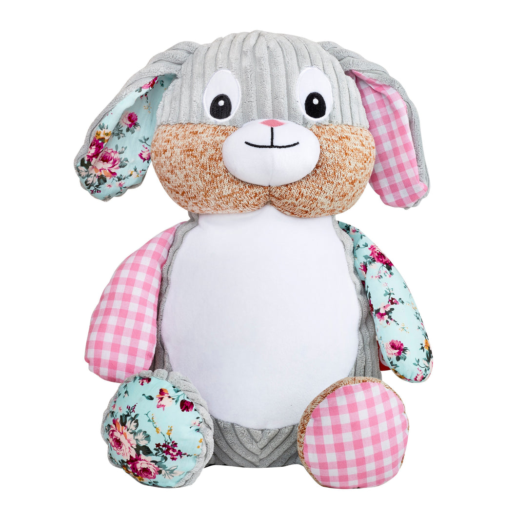 Pink Harlequin Bunny Personalised Soft Toy