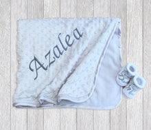 Load image into Gallery viewer, Personalised Bubble Embossed Baby Receiving Blanket