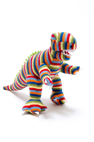 DINOSAUR, KNITTED STRIPE T REX Soft Toy